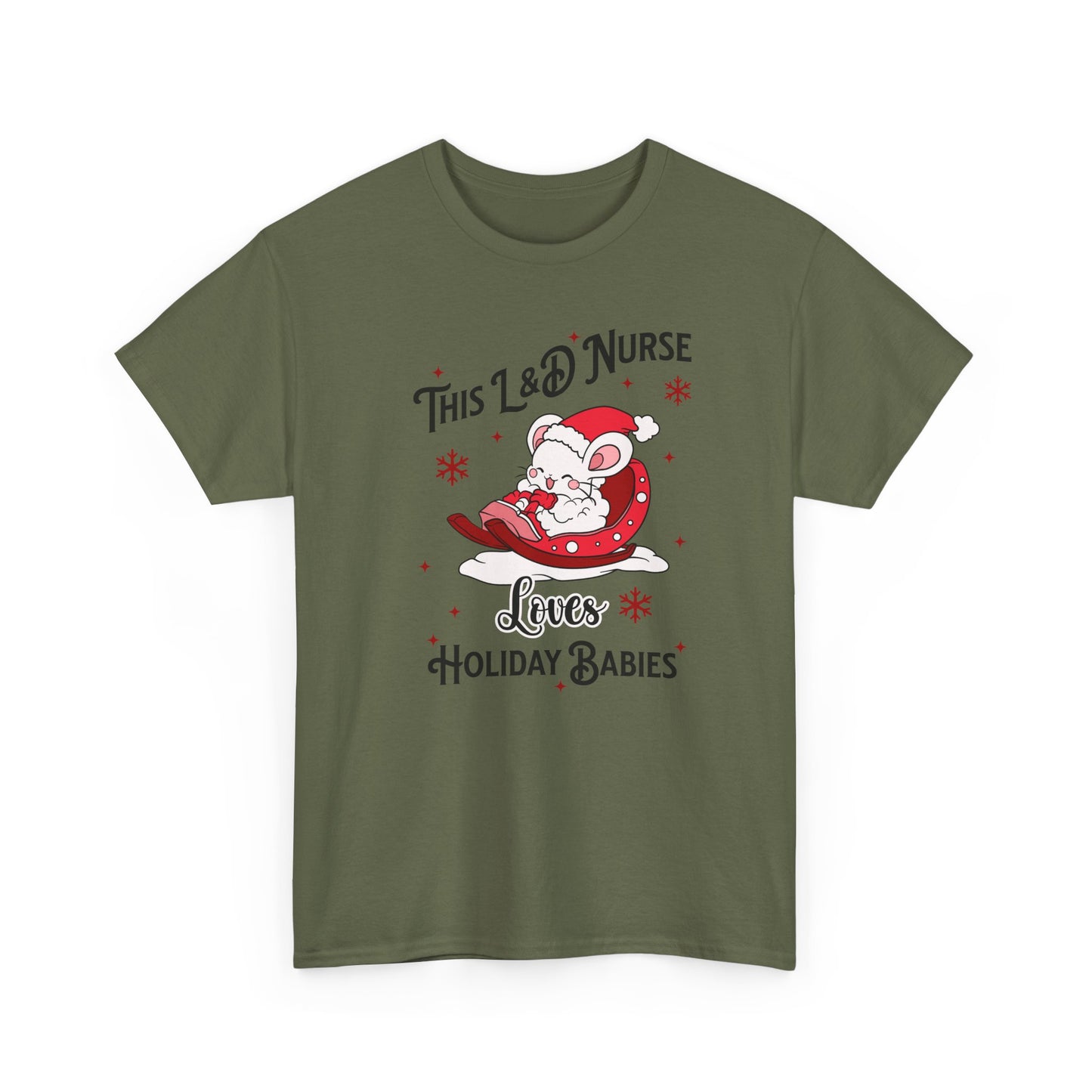 L&D Nurse Loves Holiday Babies Sleigh T-shirt