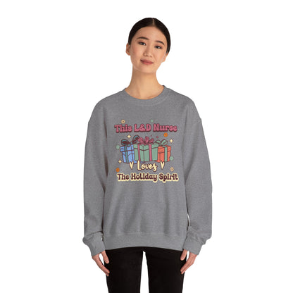 L&D Nurse Loves Holiday Spirit Groovy Sweatshirt