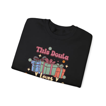 Doula Loves Holiday Spirit Groovy Sweatshirt