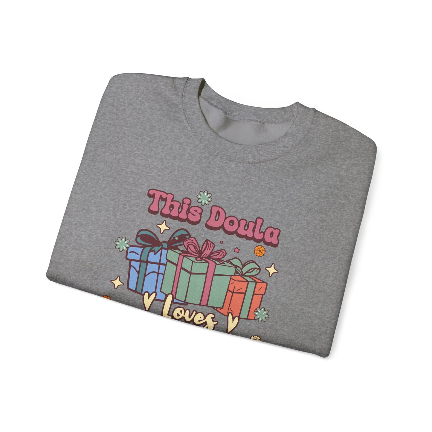 Doula Loves Holiday Spirit Groovy Sweatshirt