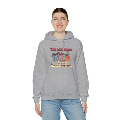 L&D Nurse Loves Holiday Spirit Groovy Gifts Hoodie Sweatshirt